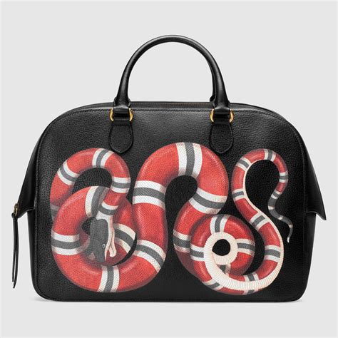 Gucci Kingsnake Duffle Bag Printed Leather Large 